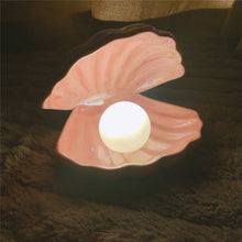 Load image into Gallery viewer, Ins Japanese Style Ceramic Shell Pearl Night Light Streamer Mermaid Fairy Shell Night Lamp